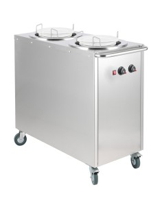 Heated Plate dispenser trolley Stainless steel 12''/300mm 2x50 plates with Rolltop Cover | Stalwart DA-TDDS2C 2
